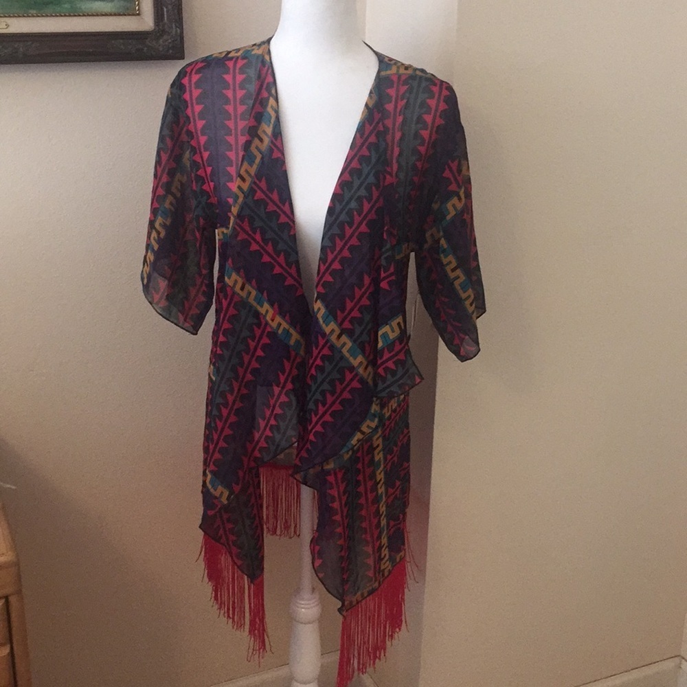 S LuLaRoe Monroe Fring Kimono‎ BB31 949